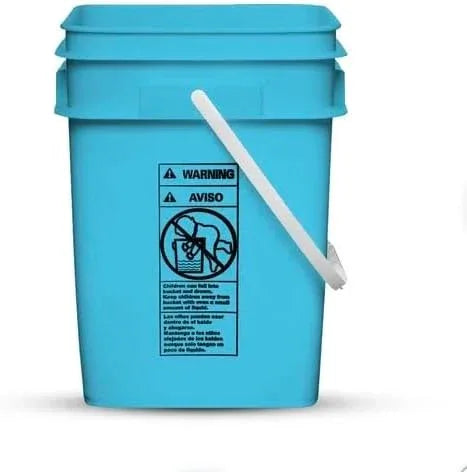 House Naturals 4 Gallon Square Food Grade Bucket Pail with Plastic Handles and Lid (Pack of 3) Made in USA containers (Aqua - Black lids) - NeatNest
