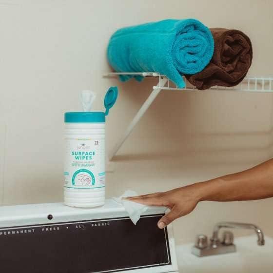 6 Pack Surface Cleaning Wipes with Bleach, All-Purpose Cleaner for Bathroom, Kitchen, Office, 450 Count Canister, Fresh Scent, 7.5" x 7" Sheet, Lint Free & Durable - NeatNest