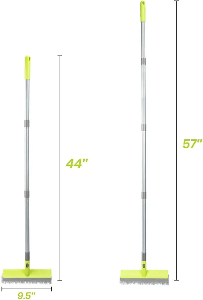 Floor Scrub Brush 2 in 1 Scrape and Stiff Bristle Deck Brush for Cleaning Concrete, Patio, Garage, Kitchen, Carpet and Bathroom 57" Long Handle - NeatNest
