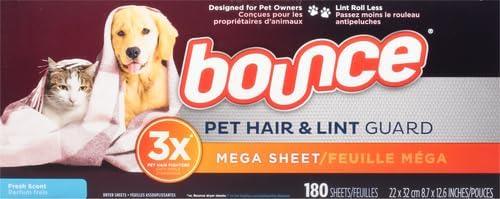 Bounce Fabric Softener Sheets, Fresh Scent, 180 Count | Pet Hair and Lint Guard | Pack of 2 | 3X Pet Hair Fighters - NeatNest