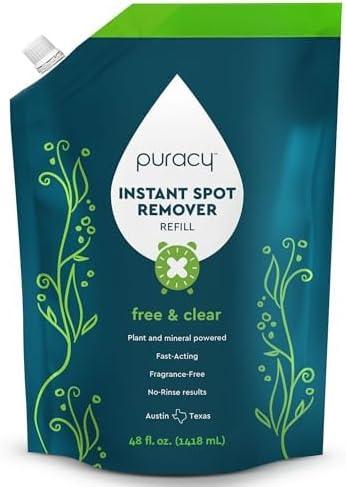 Puracy Laundry Stain Remover for Clothes Laundry - Carpet Stain Remover Carpet Spot Cleaner Couch Stain Remover - Clothes Spray, Free & Clear - Instant Spot Remover, 48 Fl Oz (Pack of 1) - NeatNest