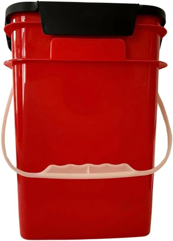House Naturals 4 Gallon Square Food Grade Bucket Pail with Plastic Handles and Lid (Pack of 3) Made in USA containers (Red - Black lids) - NeatNest