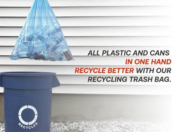 13 Gallon Recycling Trash Bags, 200 Count Drawstring Tall Kitchen Garbage Bags, Pre-Separated, Unscented, Ultra Strong, Leakproof, Sturdy, Translucent Blue - NeatNest