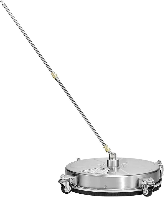 VEVOR 18" Pressure Washer Surface Cleaner, Stainless Steel Pressure Washer Attachments with 4 Wheels, 4000 Max PSI, 1/4 Quick Connector, 2 Spray Nozzles, 2 Extended Wands for Concrete, Patio, Deck - NeatNest