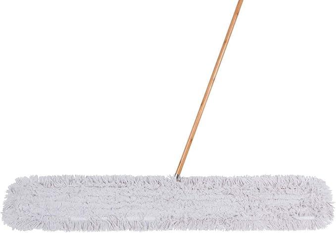 Commercial Dust Mop & Floor Sweeper, 60 in. Dust Mop for Hardwood Floors, Cotton Mop Head, Wooden Broom Handle, Industrial Dry Mop for Floor Cleaning & Janitorial Supplies - NeatNest