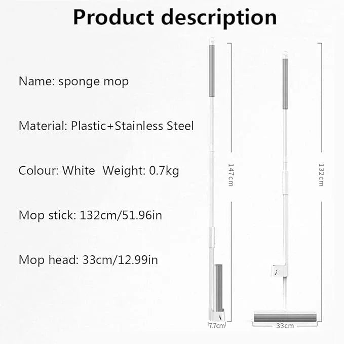 JINYISI Sponge Mop,Kitchen Home PVA Sponge Mop,Sponge Mops for Floor Cleaning,with 2pcs Super Absorbent Sponge Headd,for All Types of Floor - NeatNest