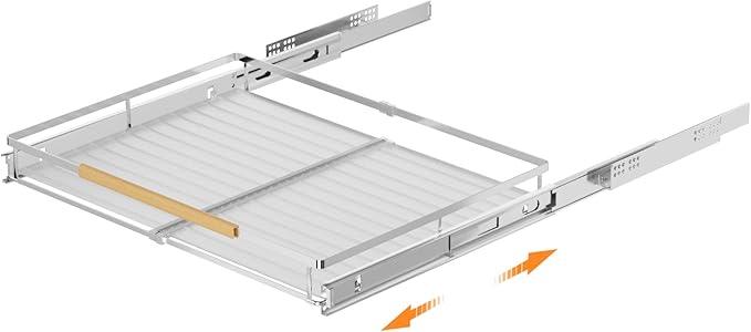 SANNO Pull Out Cabinet Organizer, Sliding Shelf, Pots and Pans Organizer, Expandable Shelf Drawer, Width 12.118.4" - NeatNest