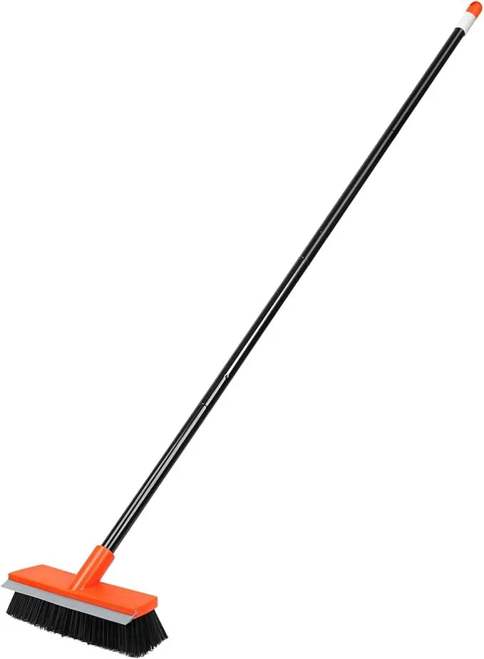 Deck Brush with Long Handle, Stiff Bristle Floor Scrub Broom, 55'' Outdoor Scrubber Remove Dirt, Leaves, Snow on Carpet, Patios, Garage, Concrete - NeatNest