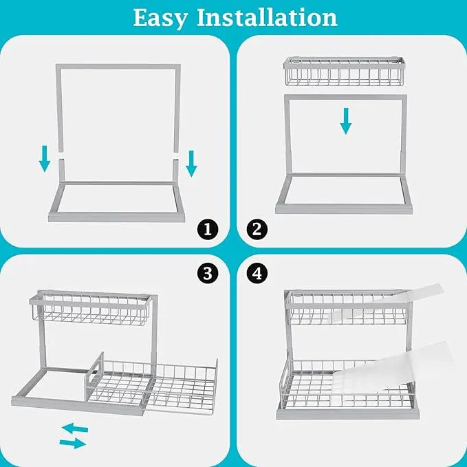 REALINN Under Sink Organizer, Pull Out Cabinet Organizer 2 Tier Slide Out Sink Shelf Cabinet Storage Shelves, Storage for Kitchen Bathroom, Grey, 1 Pack - NeatNest