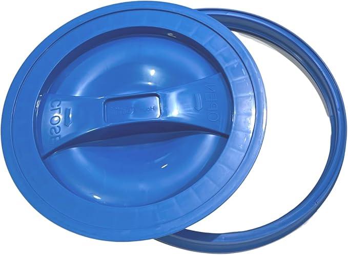 House Naturals 2 Gallon White Bucket with Screw on Lid - Pack of 3 Made in USA contrainers (White Buckets with Blue Lids) - NeatNest