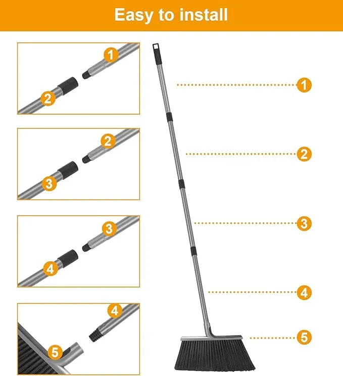 KeFanta 4 Packs Outdoor Broom Heavy Duty with 55" Long Handle, Commercial Brooms for Sweeping Indoor Courtyard Restaurant Garage Patio Decks Mall Market Kitchen Office Lobby Shop - NeatNest