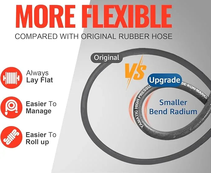YAMATIC Non Marking 3/8" Pressure Washer Hose 150FT 4200 PSI, Kink Resistant Swivel 3/8" Quick Connect, Rubber Steel Braided Wear Resistant Industry Grade for Hot/Cold Water Gas Power Washer - NeatNest