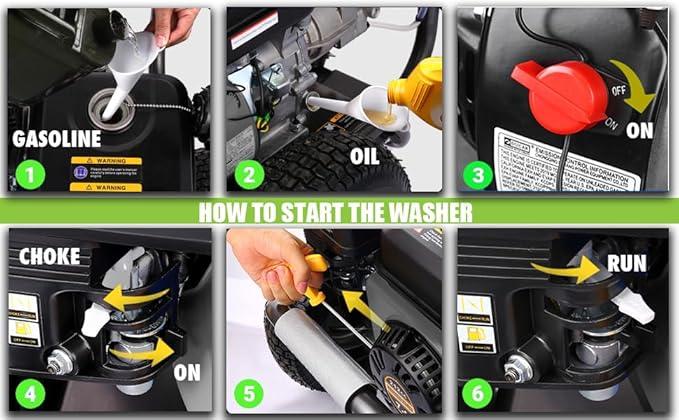 4200PSI Gas Pressure Washer 4.0GPM Gas Power Washer 212CC Gas Powered Washing Machine Commercial High Pressure Washer with 32ft Hose&5 Nozzles for Patio Garden Yard Vehicle (Black with 32ft Hose) - NeatNest