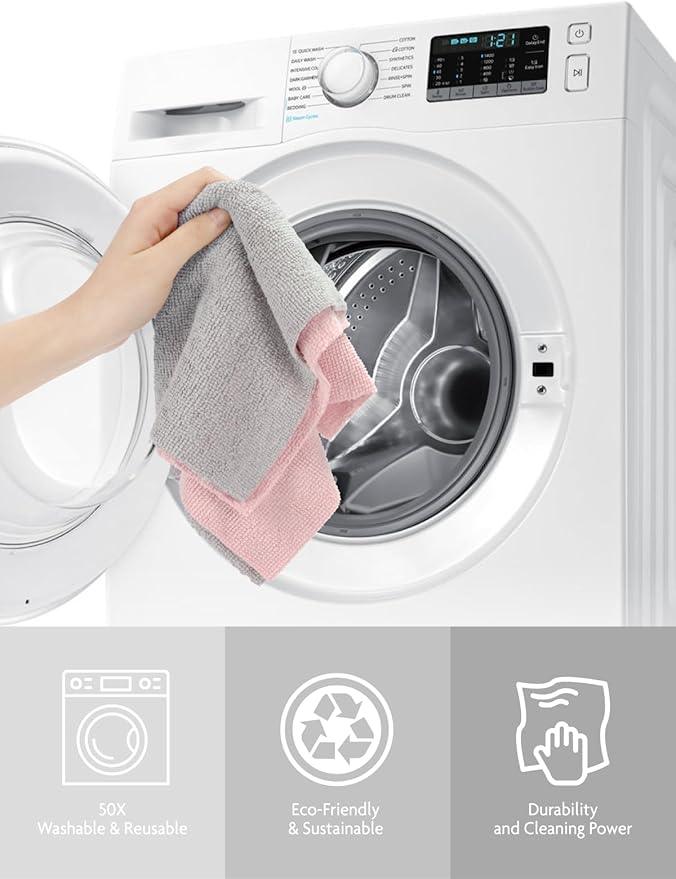 Fantasticlean Microfiber Cleaning Cloth Roll -150 Pack, Tear Away Microfiber Towels, 12" x 12", Reusable, Washable, Ultra Absorbent Dishcloth for Home Supplies, Car, Pet, Kitchen (2 Rolls of Grey) - NeatNest