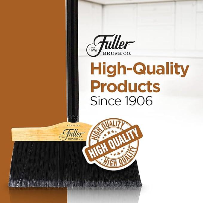Fuller Brush 12-Inch Maple Wood Broom with 2 Piece Black Steel Threaded Handle for Indoor and Outdoor Cleaning on Hard Floors, Tile, Concrete, and Garage Surfaces - NeatNest