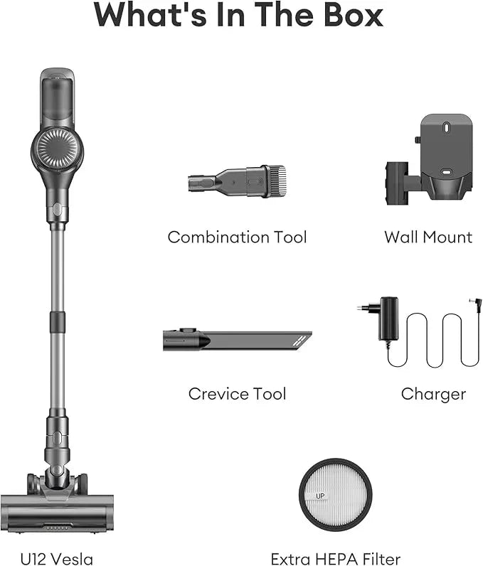 Ultenic Cordless Vacuum Cleaner, 550W 50Kpa Stick Vacuum with Car Dashboard Screen, Tangle-Free Brush for Pet Hair, Max 45mins Runtime, LED Display Tools for Hard Floor, Carpet, Car Cleaning, U12 - NeatNest
