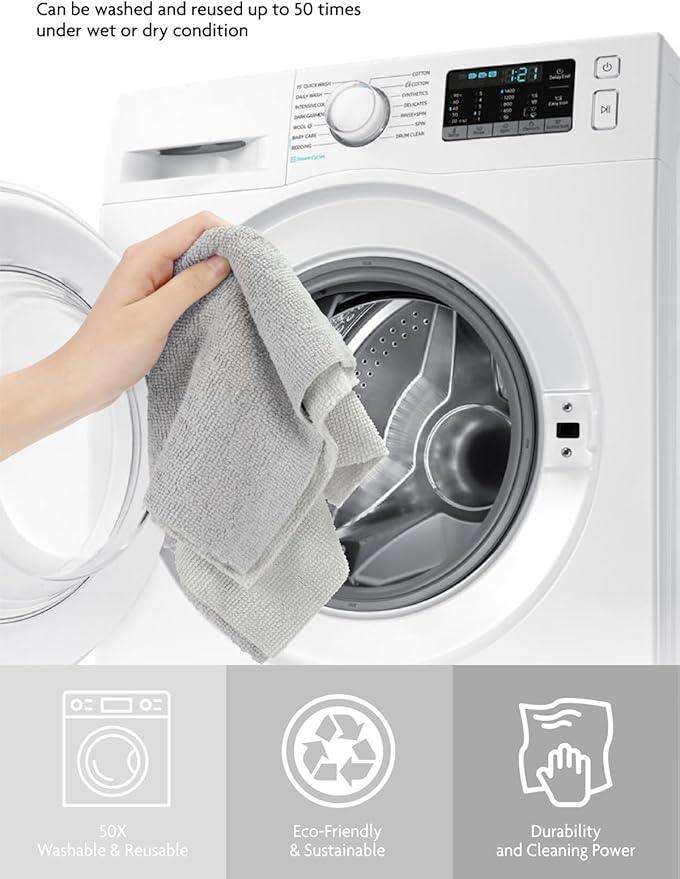 Fantasticlean Microfiber Cleaning Cloth Roll -75 Pack, Tear Away Microfiber Towels, 12" x 12", Reusable, Washable, Scratch Free, Ultra Absorbent Dishcloth for Home Supplies, Car, Pet (Cool Grey) - NeatNest