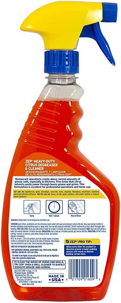 Zep Heavy-Duty Citrus Degreaser and Cleaner - 24 oz (Case of 2) ECZUCIT242 - Restaurant Grade, Removes Oil, Grease, Adhesive, and Kitchen Soil on Stovetops, Appliances - NeatNest