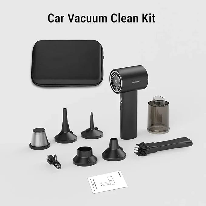 REIKIYA Car Vacuum Cleaner Portable Cordless 14000PA Compressed Air Duster 150000RPM Blower for Keyboard Computer Cleaning with LED Light& 7800mAh Battery, Inflator Pump for Balls Inflatable Mattress - NeatNest