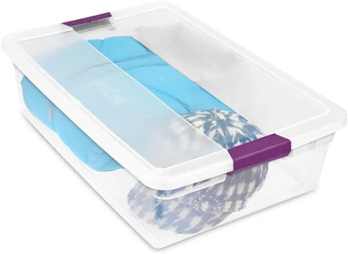 Sterilite 12-Pack 32 Quart ClearView Latch Box, Stackable Organizer Bins with Latching Lids - Clear Plastic Organization Containers for Closet, Bedroom, Shelving Units and Everyday Home Storage - NeatNest