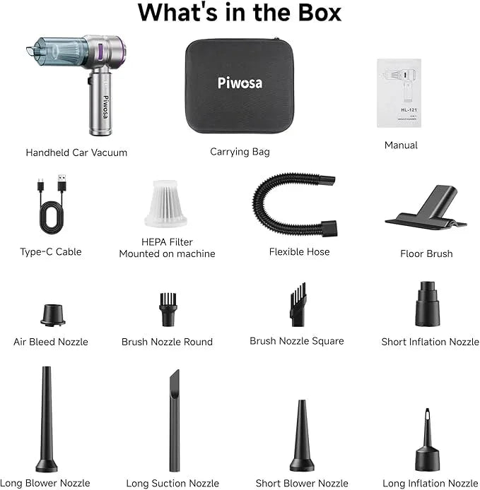 Handheld Vacuum Cordless, Car Vacuum Cleaner with Brushless Motor, Strong Suction Vacuum & Compressed Air Dusters with LED Light, Type C Port, Wireless Mini Portable Hand Vacuum Blower for Home, Pet - NeatNest