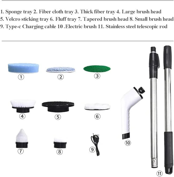 MGLSDeet Electric Spin Scrubber Scrub Brush, Rechargeable Cleaning Brush with 8 in 1 Replaceable Brush Heads, Cordless Power Spin Scrubber 90Mins for Bathroom Shower Bathtub Glass Car - NeatNest