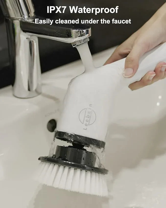 Leebein Electric Spin Scrubber, Cordless Cleaning Brush with 8 Replaceable Brush Heads, Tub and Floor Tile 360 Power Scrubber Dual Speed with Adjustable & Detachable Handle for Bathroom Kitchen Car - NeatNest