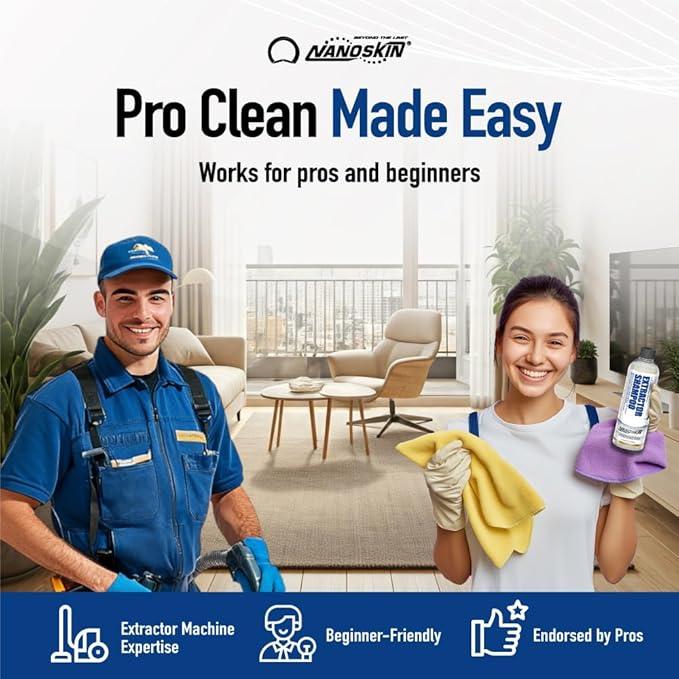 Nanoskin EXTRACTOR SHAMPOO Low Foaming Carpet Cleaner 16 Oz. - Machine Use Upholstery Cleaner, Stain Remover & Odor Eliminator on Rug Car Upholstery Carpets | For Automotive, Home, Office & More - NeatNest