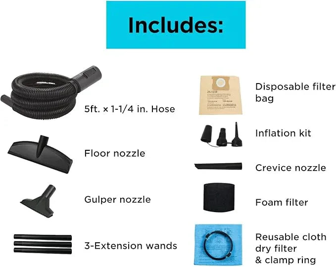 BLACK+DECKER Shop Vacuum Wet and Dry, 4 Gallon 3-in-1 Portable Shop Vac with Accessories, Workshop, Garage, Home and Car Vacuum Cleaner, 3 HP(BDXV18301P-4A) - NeatNest