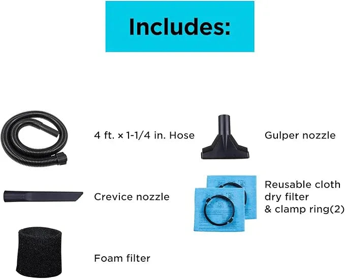BLACK+DECKER 2.5 Gallon Shop Vac, 3 Peak HP Wet Dry Vacuum with Powerful Suction, Portable for Garage Car and Home Use, Pet Hair Cleaning, Accessories Included, BDXV18134PA - NeatNest