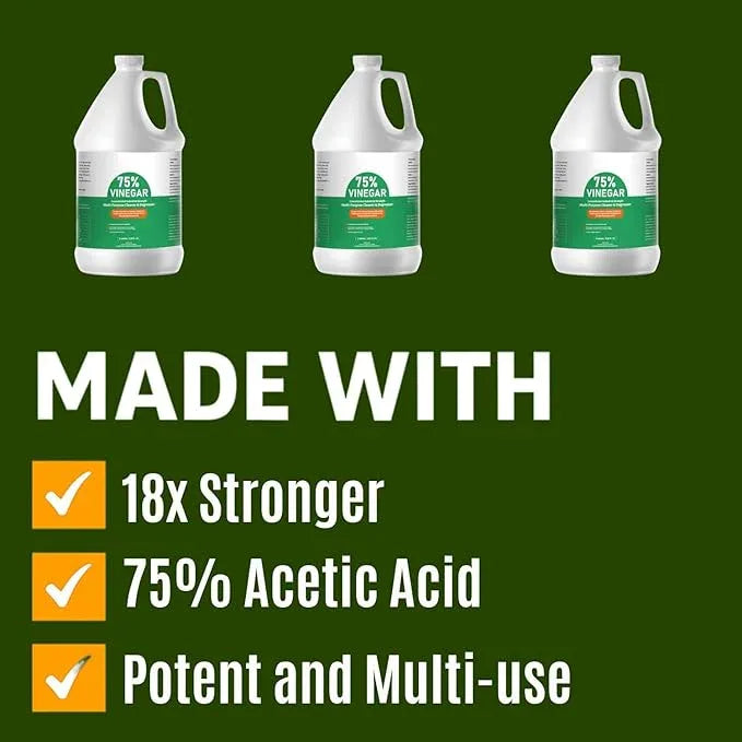75% Vinegar Concentrated | White Vinegar for Cleaning and Garden | Horticultural, Home, and Outdoor Pure| | 1 Gallon (128 fl oz) | Max Performance 18X Power - NeatNest