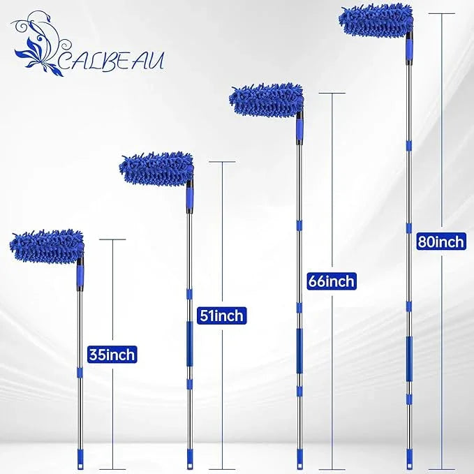 Ceiling Fan Cleaner Duster with 80" Extension Pole, Flexible and Washable Chenille Fan Duster for High Ceiling Fan Blades Light Fixtures Furnitures - NeatNest