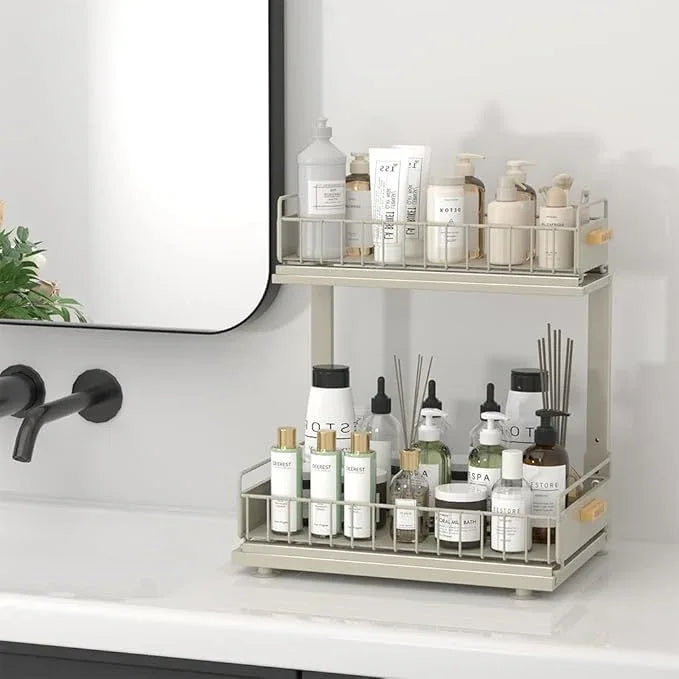 Under Sink Organizer, Pull Out Kitchen Cabinet Organizer 2 Tier Slide Out Under Sink Organizers and Storage, Sink Shelf Cabinet Storage Shelves for Kitchen Bathroom Pantry, Grey - NeatNest