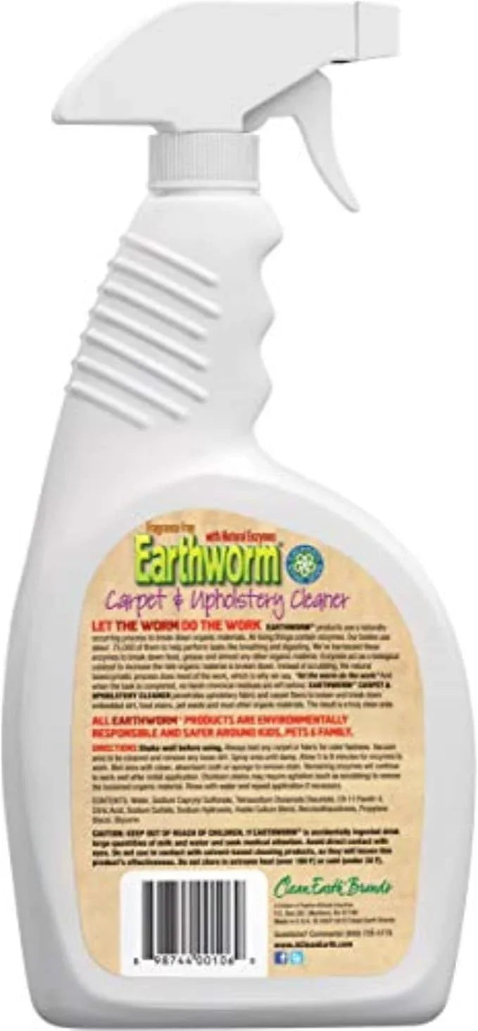 Earthworm Carpet & Upholstery Cleaner Spot & Stain Remover - Natural Enzymes, Safer for Family, Environmentally Responsible - 22 oz - NeatNest
