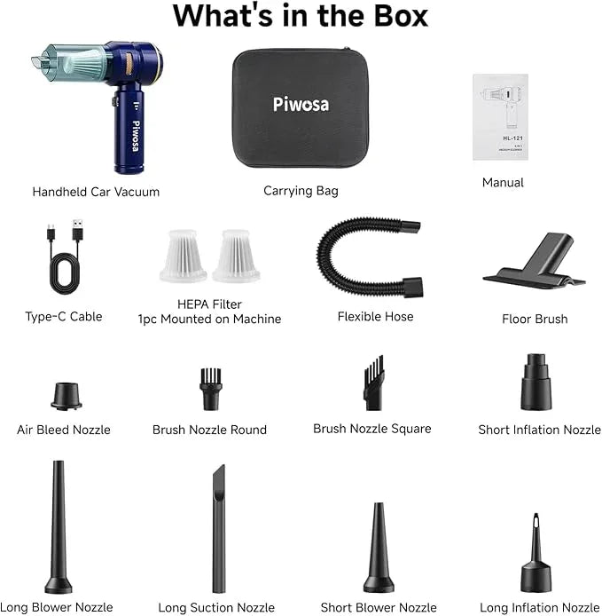 Handheld Vacuum Cordless, Car Vacuum Cleaner with High Power Strong Suction, Compressed Air Dusters with LED Light, Mini Portable Hand Vacuum Blower for Home, Pet (Navy) - NeatNest