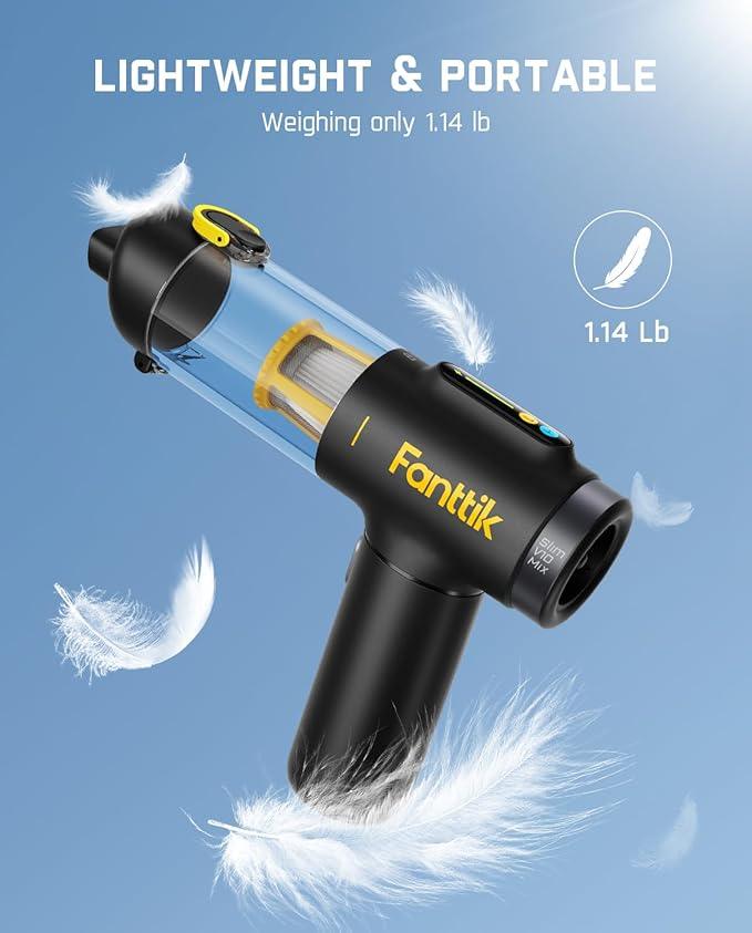Fanttik Slim V10 Mix Cordless Car Vacuum, 4 in 1 Handheld Air Duster, Color Smart LED Display, 16kPa Suction Power, Cordless Portable Mini Keyboard Vacuum for Car, Office Desk - NeatNest