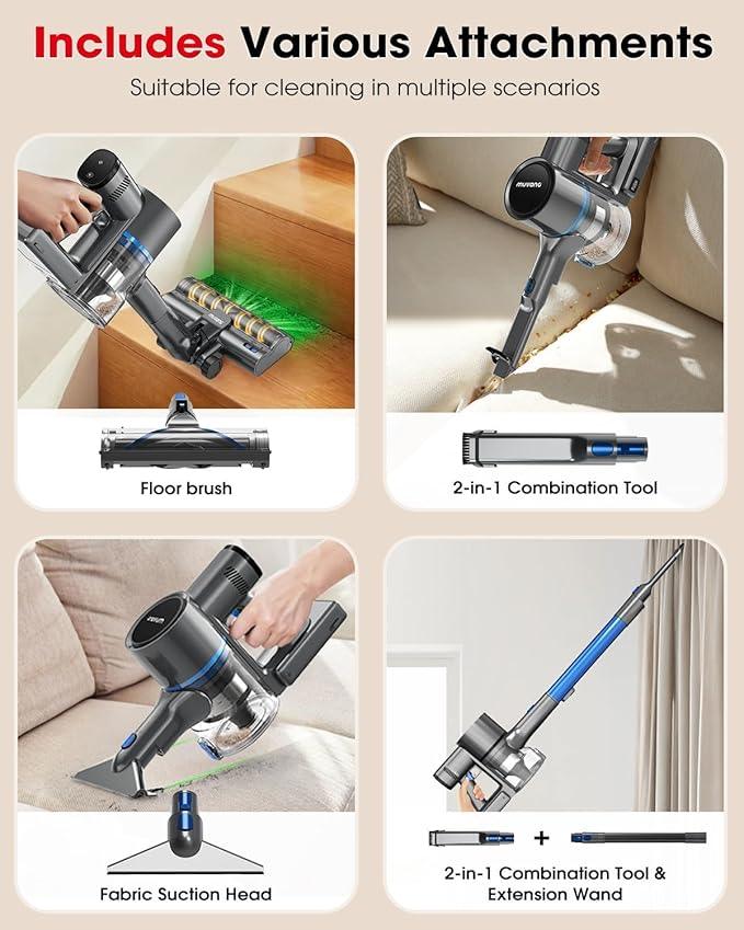 Cordless Vacuum Cleaners for Home, G26 Vacuum Cleaner, 45KPA Powerful Suction, Up to 60 Minutes, Tangle-Resistant, Rechargeable Stick Vac with Wall Mount for Pet Hair, Hardwood Floors - NeatNest