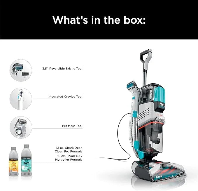 Shark CarpetXpert with StainStriker Upright Carpet, Area Rug & Upholstery Cleaner with Pet Mess Extractor Tool, Perfect for Pets, Carpet Shampooer, 3 Cleaning Tools, Cleaning Solutions, White, EX201 - NeatNest