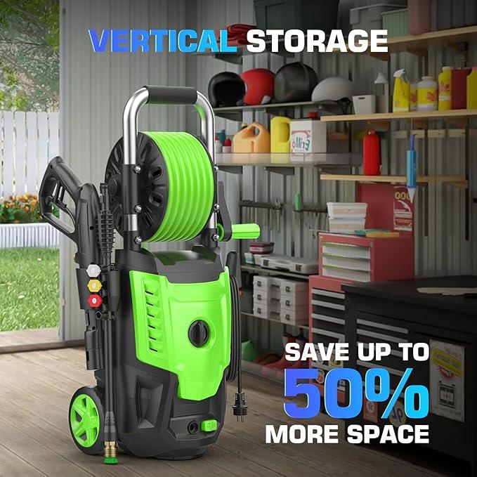 Professional Electric Pressure Washer 4800PSI, 4.0GPM Portable Power Washer with 4 QC Nozzles and Soap Bottle, Cleaner Machine for Cars/Home/Driveways/Patios/Decks/Fences (Green) - NeatNest