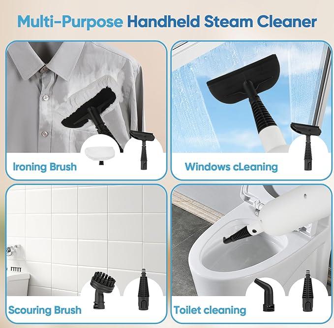 Steam Mop All-in-one Multi-Functional Powerful Steam Cleaner, Handheld Detachable Floor Steamer with 2 Steam Level, 380ML Water Tank & 23FT Power Cord for Floor Cleaning and Home Use - NeatNest