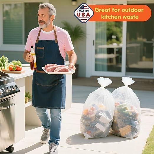 DELXO 30-33 Gallon Trash Bags, 250 Count Heavy Duty Large Clear Garbage Bags, Thick Durable and Puncture-Resistant Plastic Bags for Kitchens, Yards & Offices, Made in USA - NeatNest