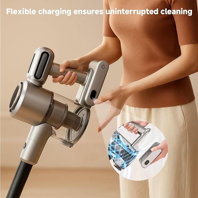 Cordless Stick Vacuum Cleaner - Rechargeable,45Kpa Powerful Suction Vacuum for Home,45Mins Runtime,Detachable Battery,Anti-Tangle, 8 in 1 Lightweight Vacuum for Pet Hair Carpet Hardwood,Silver - NeatNest