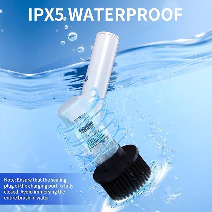 Electric Spin Scrubber, Cordless Shower Scrubber with 7 Replacement Brush Heads, IPX5 Waterproof Bathroom Scrubber with Adjustable Handle, 2 Speed Power Cleaning Brush for Cleaning - NeatNest