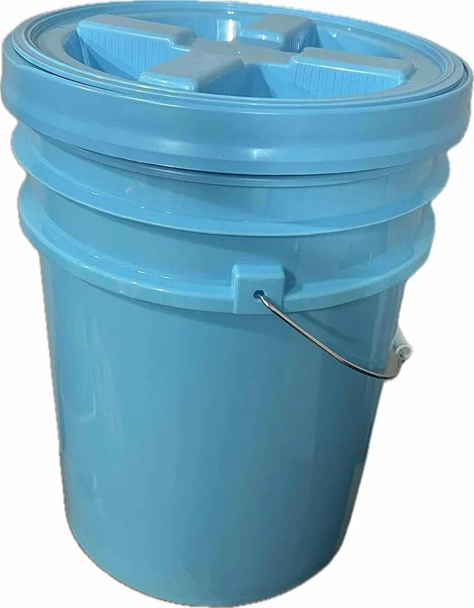 House Naturals 5 Gallon Food Grade Made in USA Plastic Bucket with Screw On Air Tight Double Gasket lid, (Pack of 3) (Aqua Buckets -Aqua Lids) - NeatNest