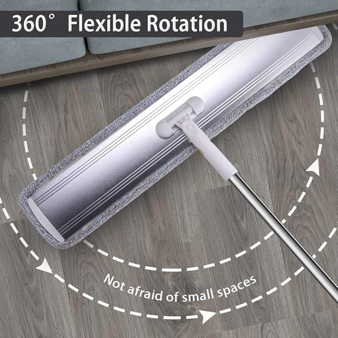 32-Inch Microfiber Flat Mop for Floor Cleaning - Commercial Wide Mop with 360° Rotation, Stainless Steel Handle & 4 Reusable Washable Pads - for Hardwood, Laminate, Tile, Dust and Wet Mopping - NeatNest