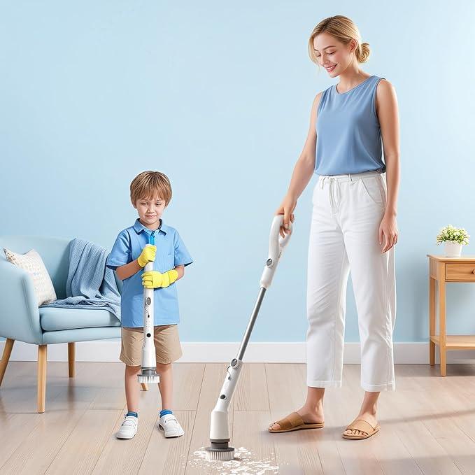 Electric Spin Scrubber, 2025 New Cordless Cleaning Brush, Shower Cleaning Brush with 7 Replaceable Brush Heads, Power Scrubber 3 Adjustable Speeds, Detachable Long Handle & IPX7 Waterproof - NeatNest