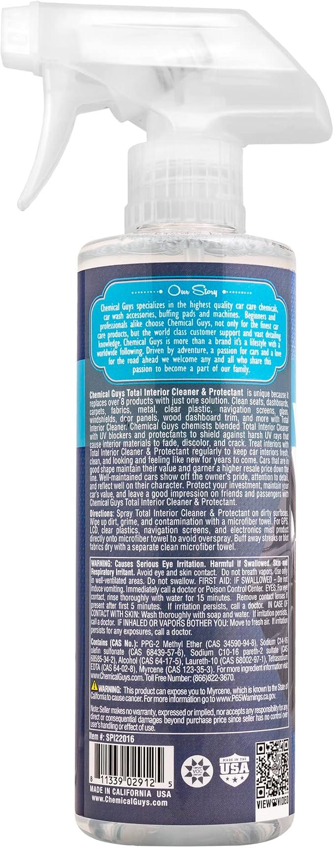 Chemical Guys SPI22016 Total Interior Cleaner and Protectant, Safe for Cars, Trucks, SUVs, Jeeps, Motorcycles, RVs & More, 16 fl oz (Pack of 2) - NeatNest