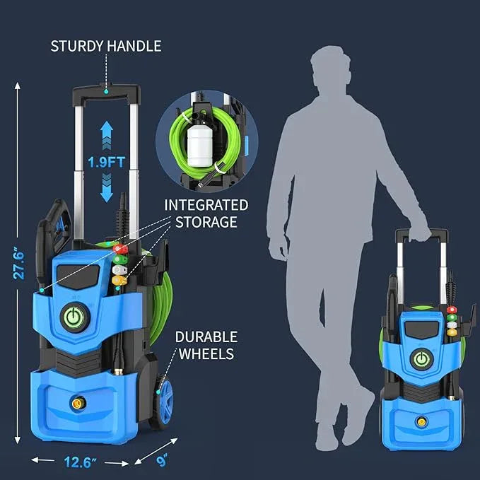 Pressure Washer 5000PSI Adjustable Pressure Power Washers Powered with 33ft Hose, 4 Nozzle and Foam Cannon, Powerwashers Cleaner Machine for Home, Cars, Blue - NeatNest