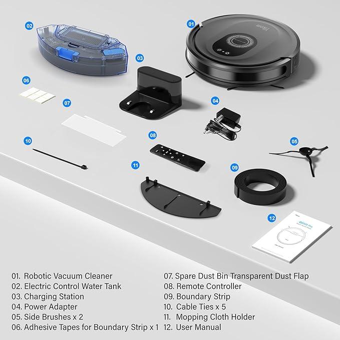 Tikom Robot Vacuum and Mop Combo, 5000Pa Robotic Vacuum Cleaner, 150 Min Max, App & Remote Control, Ideal for Hard Floor, Carpet, Pet Hair, Self-Charge(G8000 Max) - NeatNest