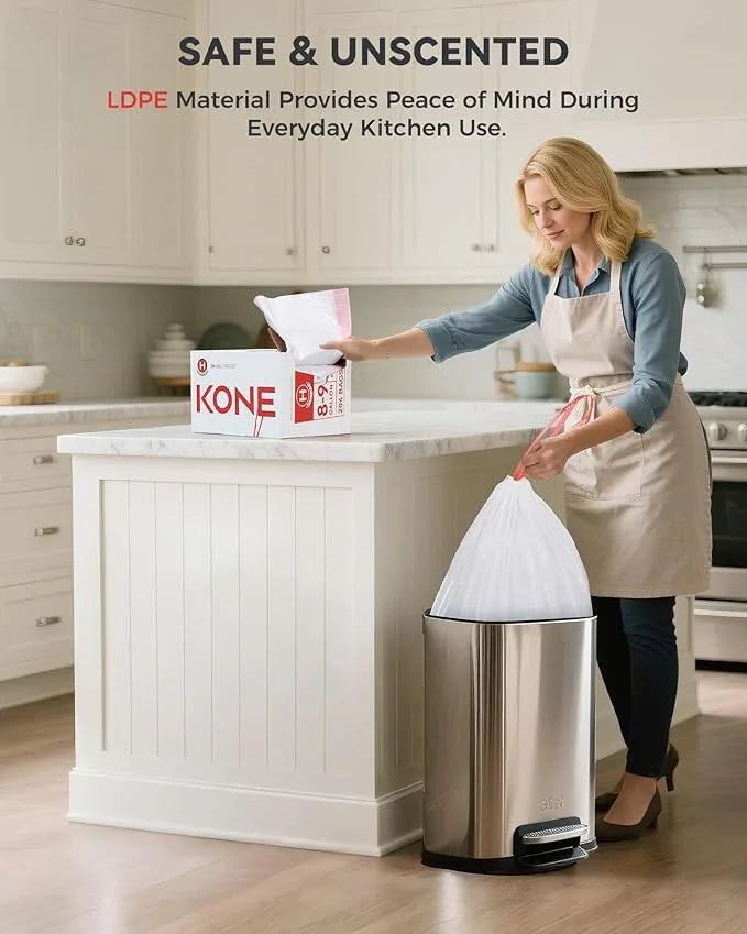 KONE Custom Fit Trash Bags Compatible with Simplehuman Code H, 68 Count Drawstring Garbage Bags, Dispenser Pack Trash Bin Liners For Kitchen, Bathroom, Home, 35 Liter / 8-9 Gallon - NeatNest